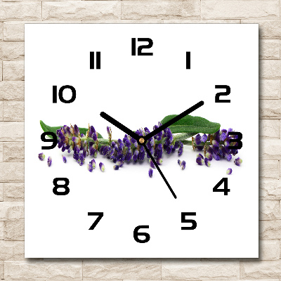 Square glass wall clock Lavender