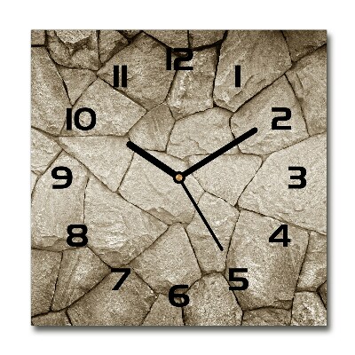 Square kitchen clock Stone wall