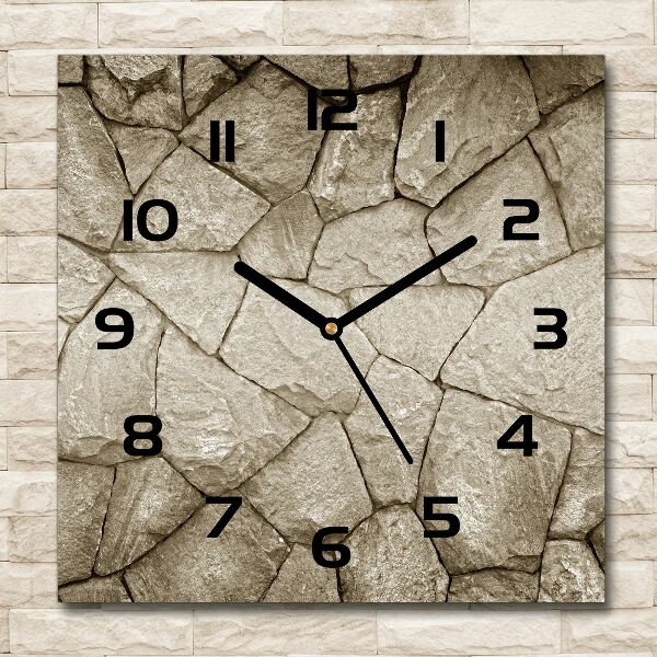 Square kitchen clock Stone wall