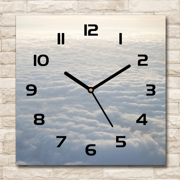 Square wall clock Flight over the clouds