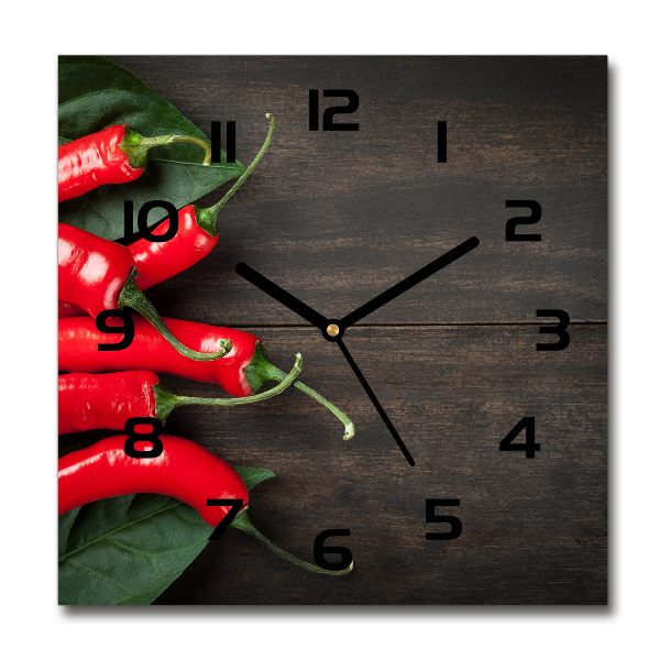 Square kitchen clock Chilli peppers