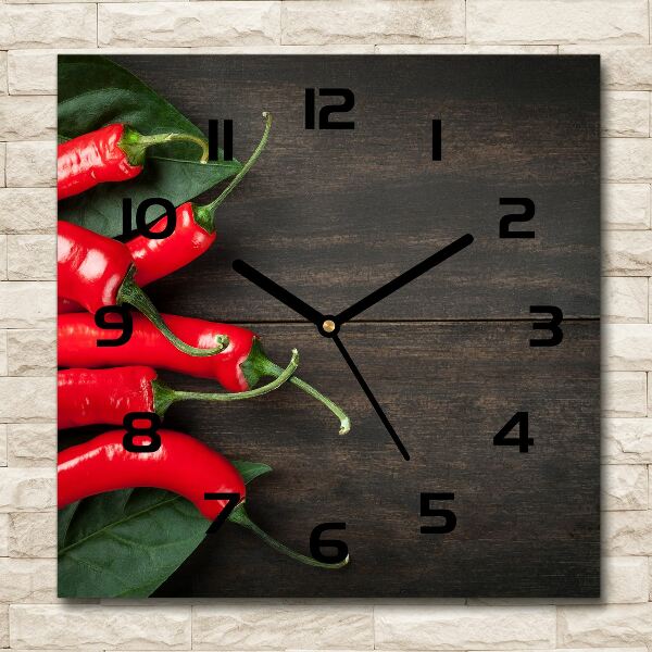 Square kitchen clock Chilli peppers