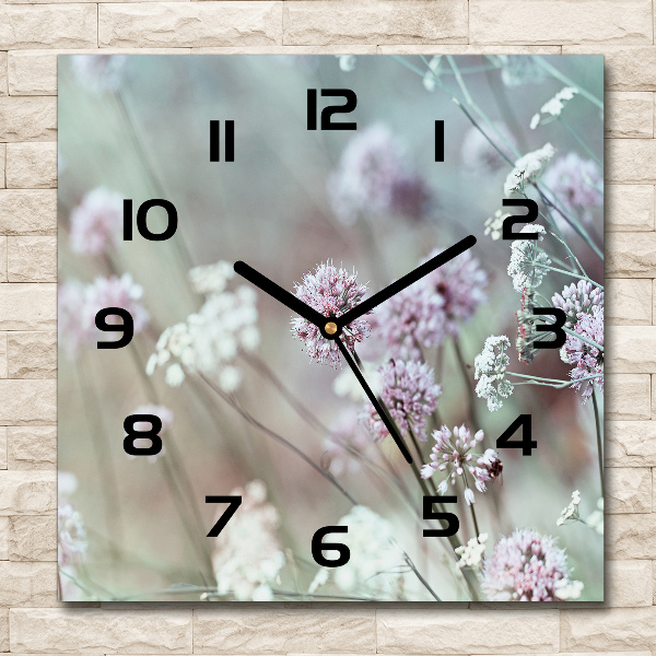 Square wall clock Wild flowers