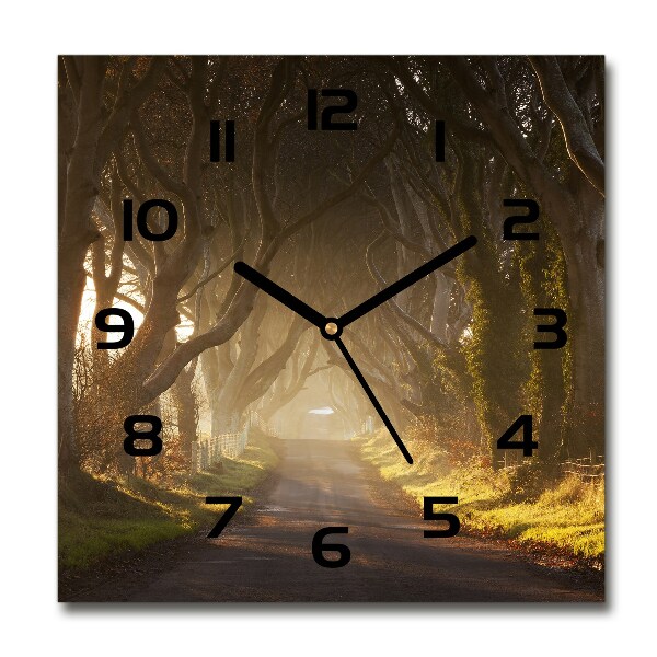 Square wall clock Fog in the forest