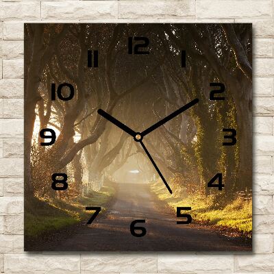 Square wall clock Fog in the forest