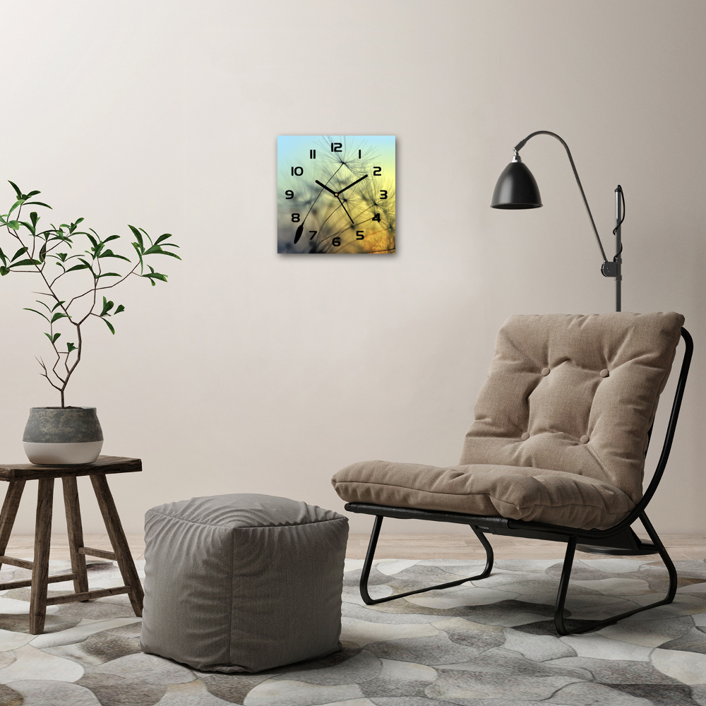 Square wall clock Dandelion seeds