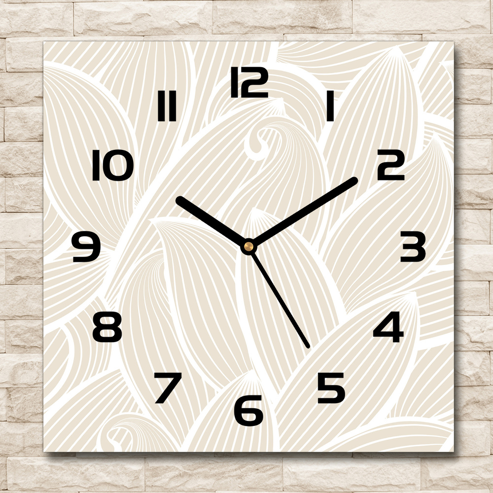 Square glass clock Pattern leaves