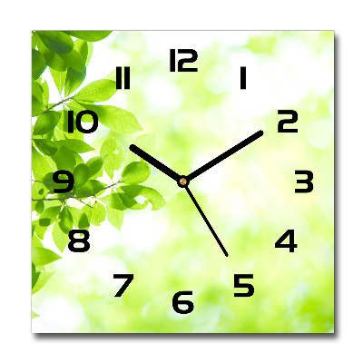 Square wall clock Leaves