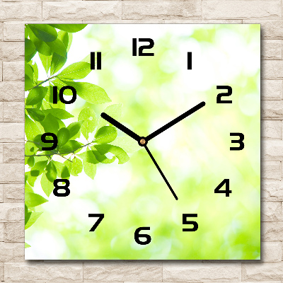 Square wall clock Leaves