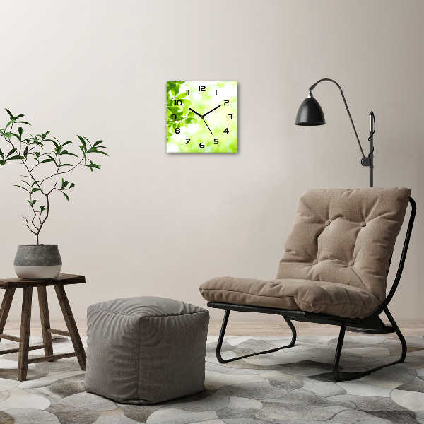 Square wall clock Leaves