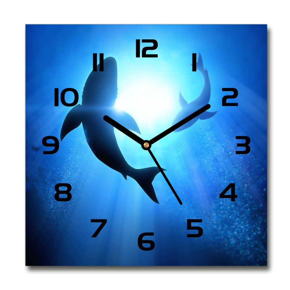 Square wall clock Two sharks