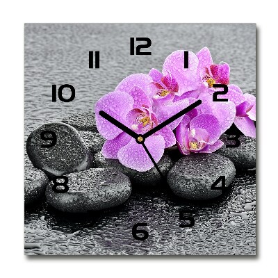 Square wall clock Stones orchids