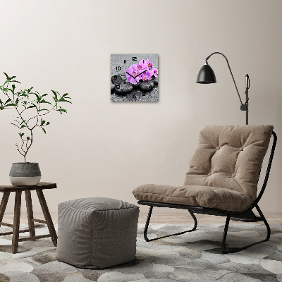 Square wall clock Stones orchids