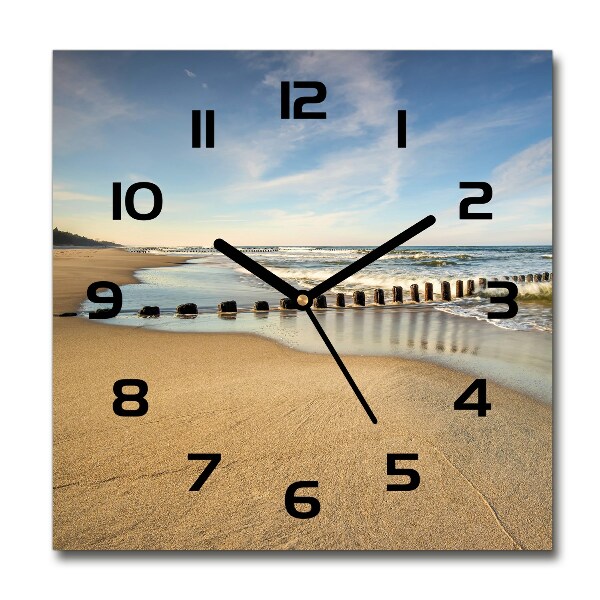 Square wall clock Beach on the Baltic Sea