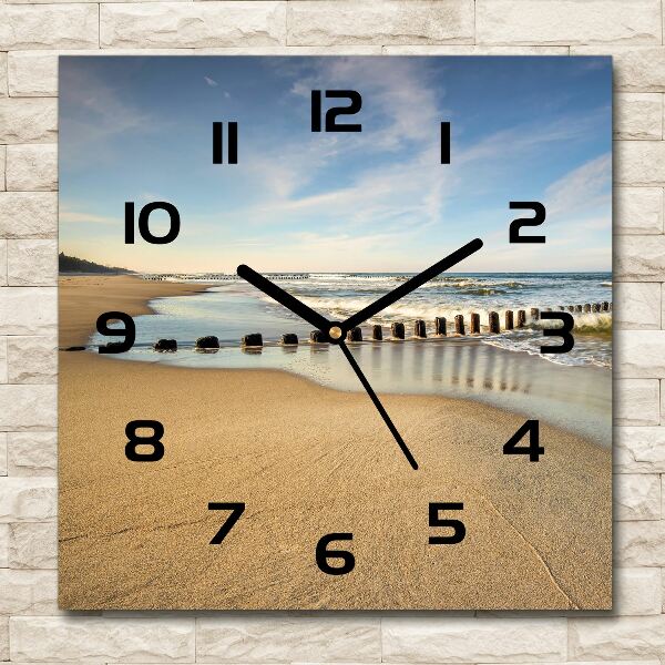 Square wall clock Beach on the Baltic Sea