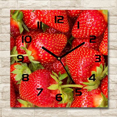 Square kitchen clock Strawberries