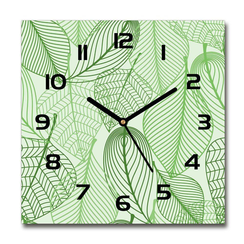 Square kitchen clock Pattern leaves