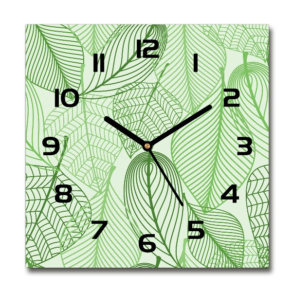 Square kitchen clock Pattern leaves