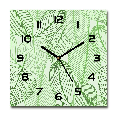 Square kitchen clock Pattern leaves