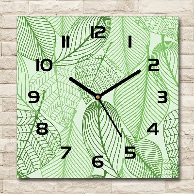 Square kitchen clock Pattern leaves