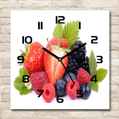 Square glass wall clock Forest fruits