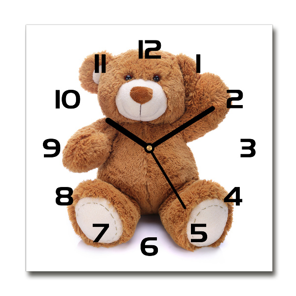 Square wall clock Teddy bear