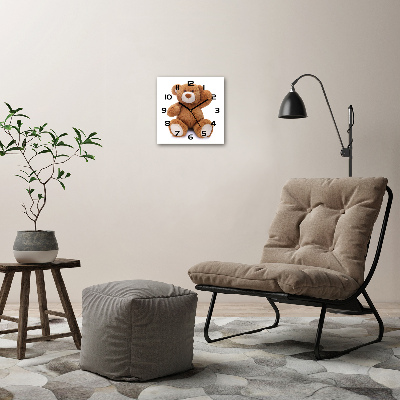 Square wall clock Teddy bear