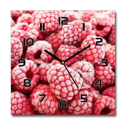 Square glass wall clock Frozen raspberries