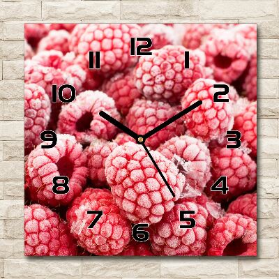 Square glass wall clock Frozen raspberries