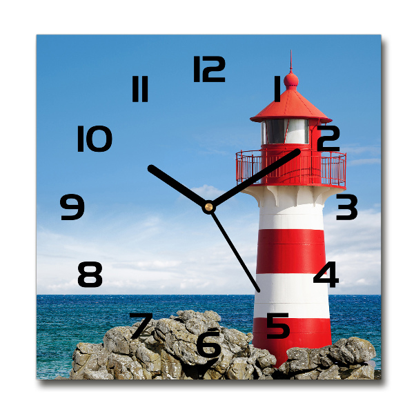 Square glass wall clock Lighthouse