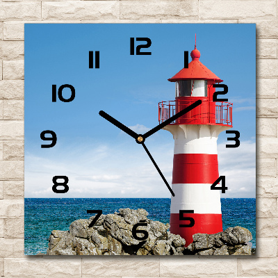 Square glass wall clock Lighthouse