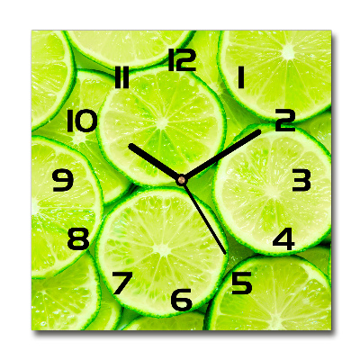 Square glass wall clock Lime