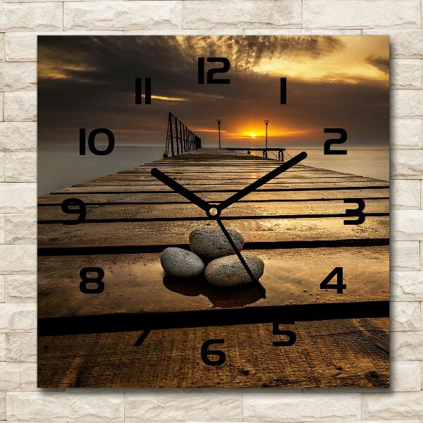 Square kitchen clock Wooden pier