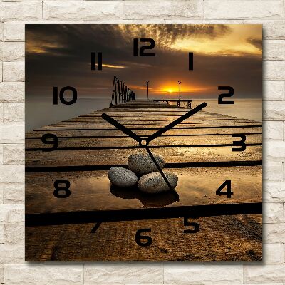 Square kitchen clock Wooden pier