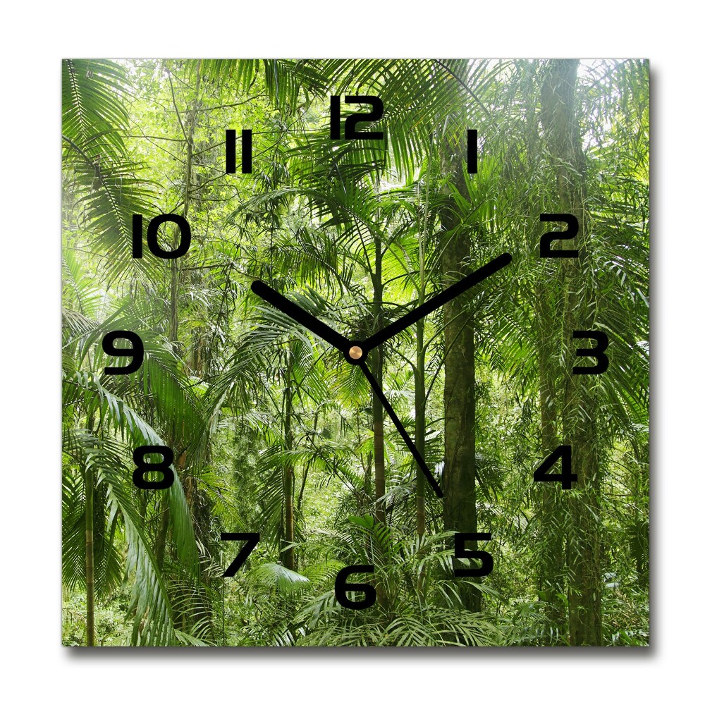 Square kitchen clock tropical forest