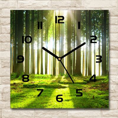 Square wall clock Forest in the sun