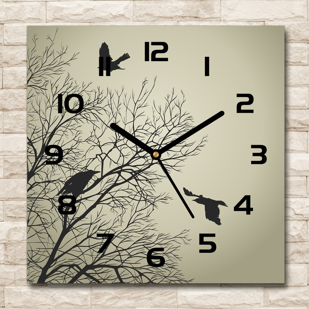 Square wall clock Crows