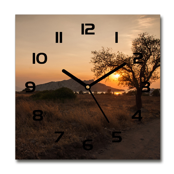 Square wall clock Sunset