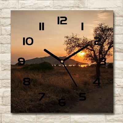 Square wall clock Sunset