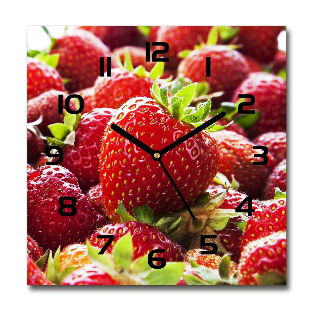 Square kitchen clock Strawberries