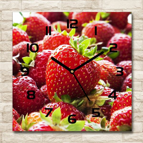 Square kitchen clock Strawberries