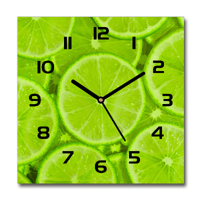 Square glass wall clock Lime