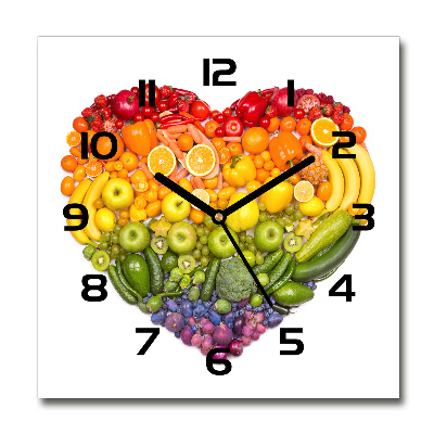 Square kitchen clock Vegetable heart