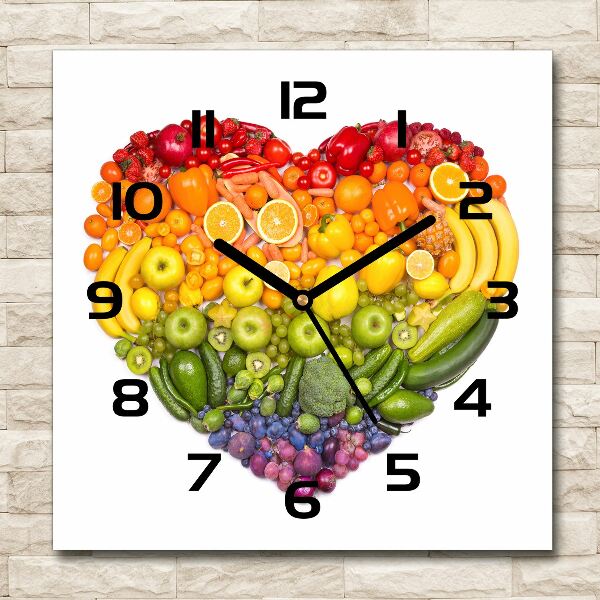 Square kitchen clock Vegetable heart