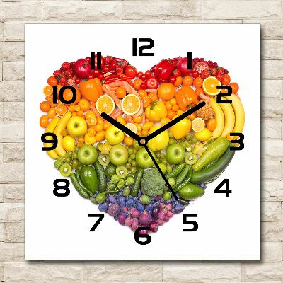 Square kitchen clock Vegetable heart