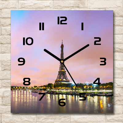 Square wall clock Eiffel Paris tower