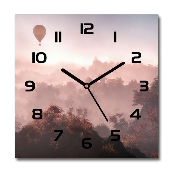 Square wall clock Balloon above the forest