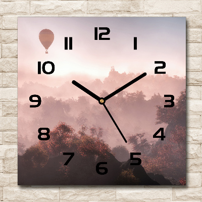 Square wall clock Balloon above the forest