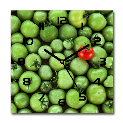 Square kitchen clock Mature tomato