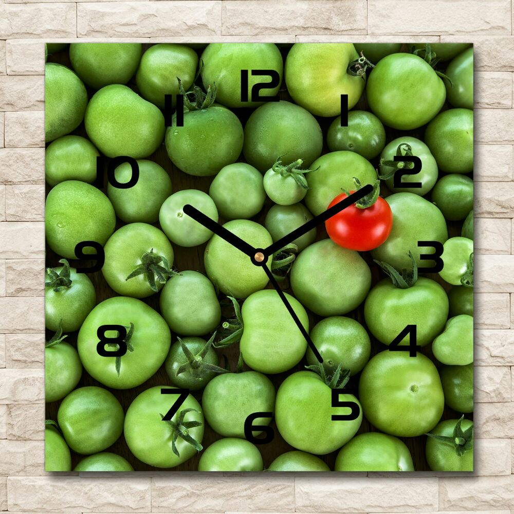 Square kitchen clock Mature tomato